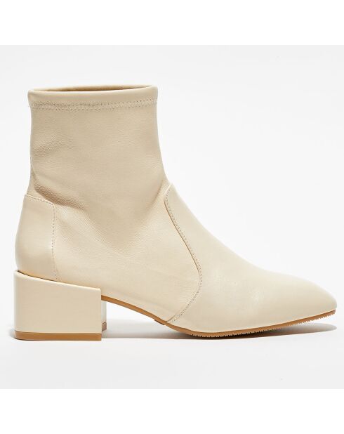 Bottines en Cuir Accordion vanille - Talon 5 cm