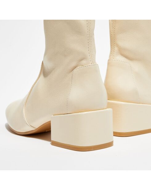 Bottines en Cuir Accordion vanille - Talon 5 cm