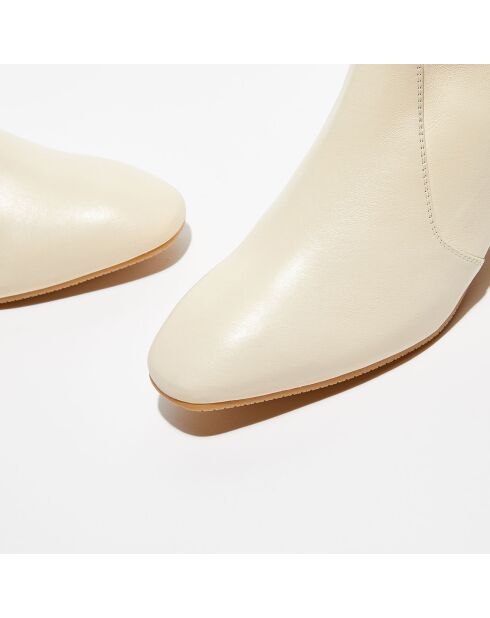 Bottines en Cuir Accordion vanille - Talon 5 cm