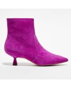 Bottines en Velours de Cuir Melena 50 magenta - Talon 5.5 cm