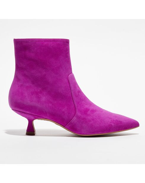 Bottines en Velours de Cuir Melena 50 magenta - Talon 5.5 cm