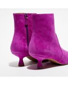 Bottines en Velours de Cuir Melena 50 magenta - Talon 5.5 cm