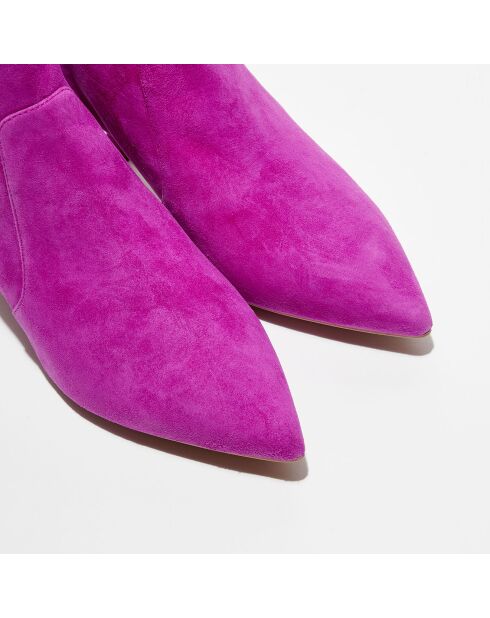 Bottines en Velours de Cuir Melena 50 magenta - Talon 5.5 cm