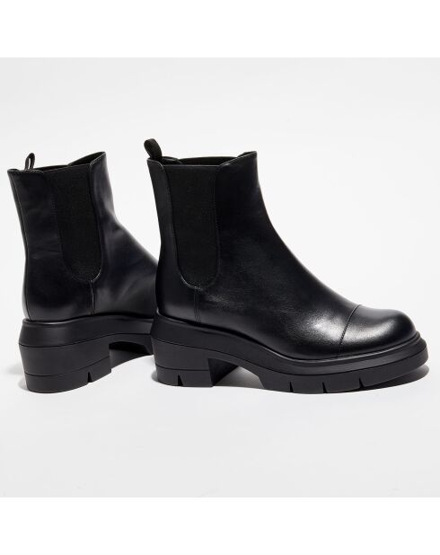 Norah Chelsea-Stiefel aus Leder, 5 cm Absatz, Schwarz