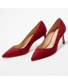 Escarpins en Velours de Cuir Anny 70 rouges - Talon 7 cm