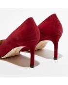 Escarpins en Velours de Cuir Anny 70 rouges - Talon 7 cm