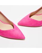 Escarpins en Velours de Cuir Anny 70 fuchsia - Talon 7 cm