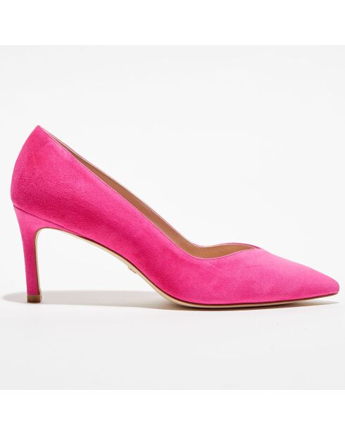 Escarpins en Velours de Cuir Anny 70 fuchsia - Talon 7 cm