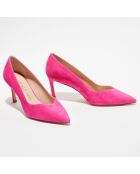 Escarpins en Velours de Cuir Anny 70 fuchsia - Talon 7 cm