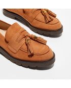 Mocassins en Velours de Cuir Manila Signature camel