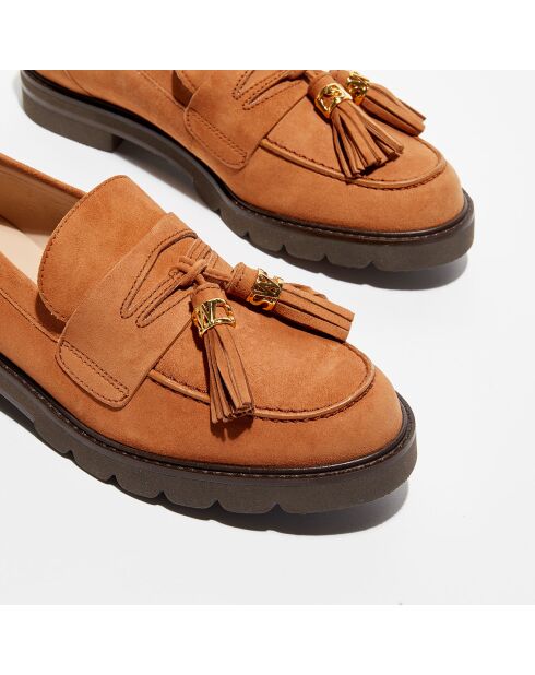 Mocassins en Velours de Cuir Manila Signature camel