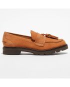 Mocassins en Velours de Cuir Manila Signature camel