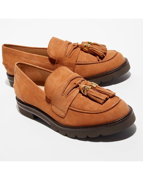 Mocassins en Velours de Cuir Manila Signature camel