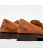 Mocassins en Velours de Cuir Manila Signature camel