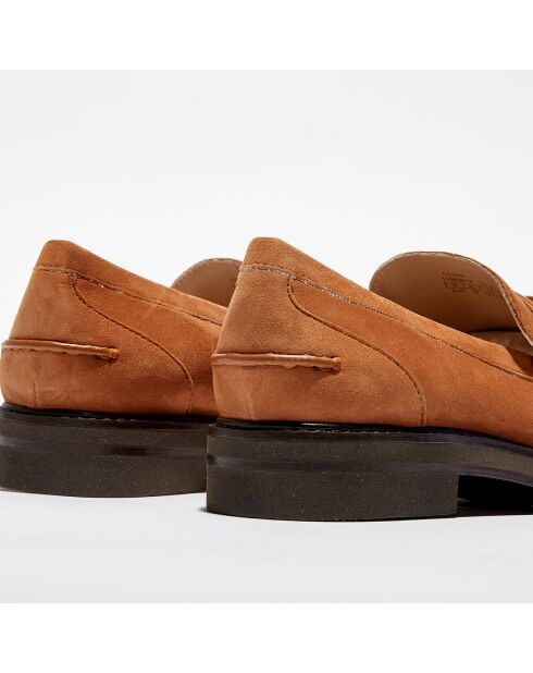 Mocassins en Velours de Cuir Manila Signature camel
