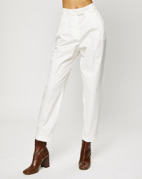 Pantalon chino en Coton à pinces blanc