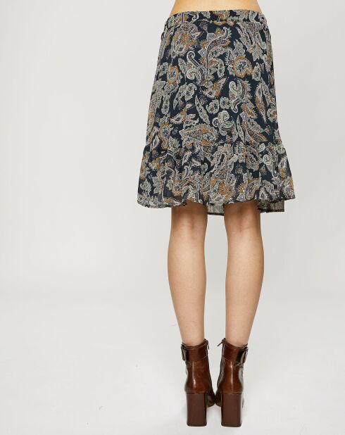 Jupe courte en mousseline à imprimé cachemire bleu/vert