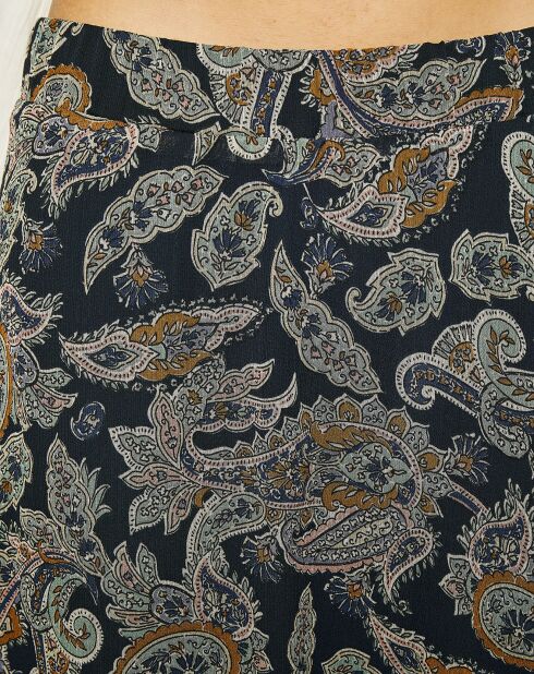 Jupe courte en mousseline à imprimé cachemire bleu/vert