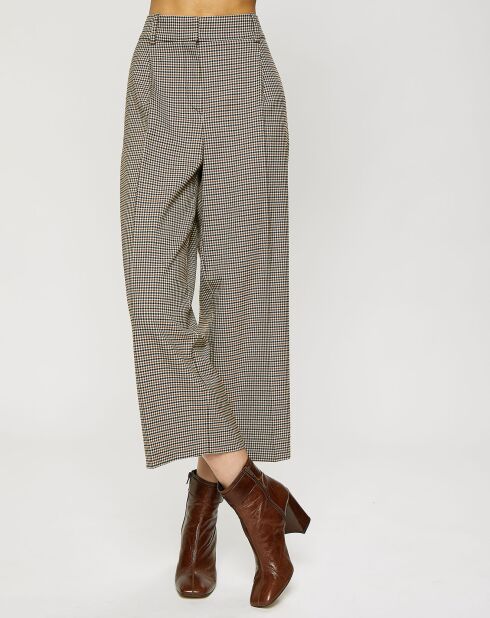 Pantalon large à carreaux multicolore