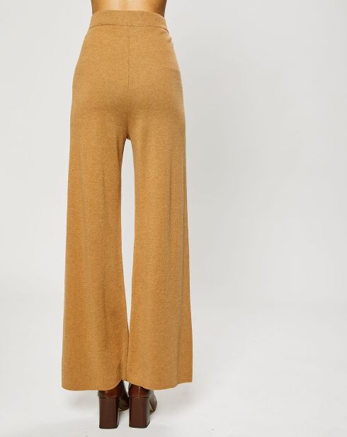 Pantalon ample en Maille de Coton bio mélangé camel