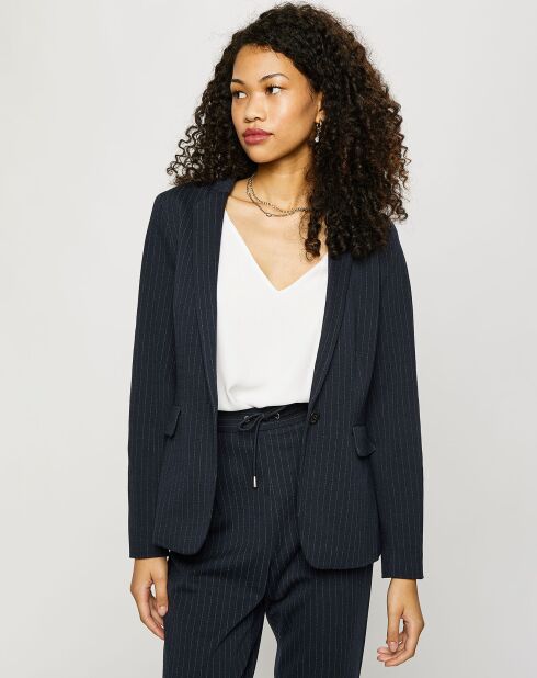 Blazer rayé tennis en Jersey doux bleu marine