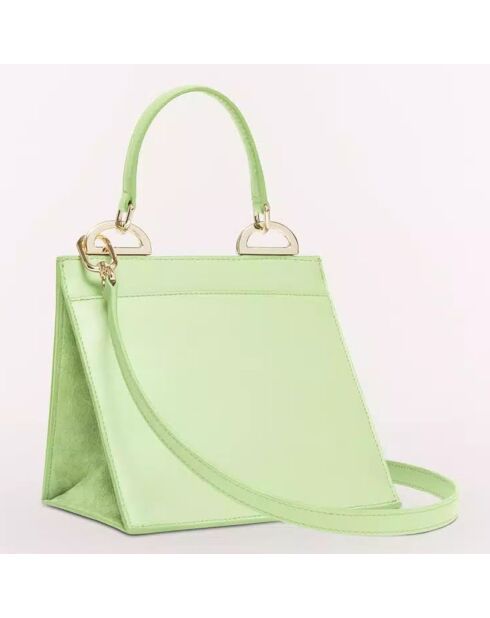 Micro Sac à main en Cuir & Velours de Cuir Ligne Future vert  11x9.5x7.5 cm
