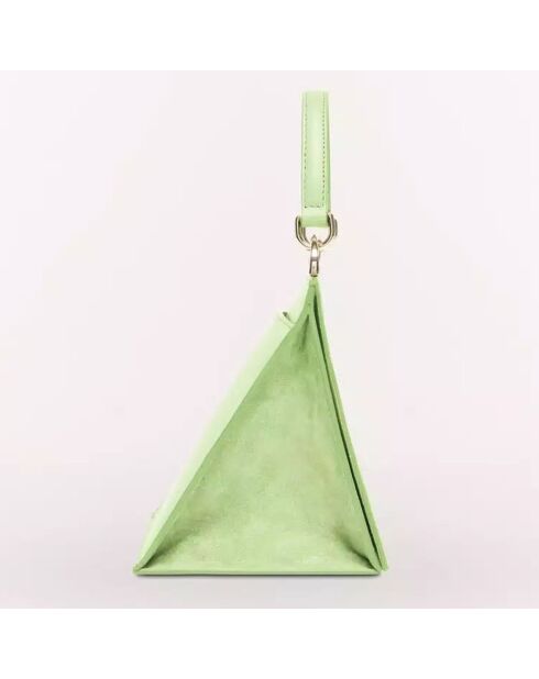 Micro Sac à main en Cuir & Velours de Cuir Ligne Future vert  11x9.5x7.5 cm