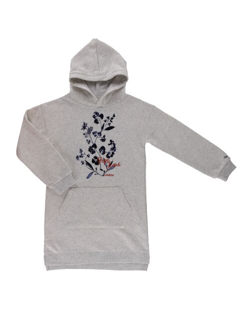 Robe sweat à capuche Tige Fleurs gris clair