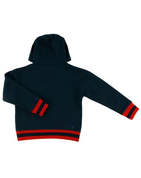 Sweat à capuche en Coton mélangé rayé en bas bleu marine