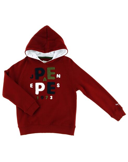 Sweat à capuche en Coton Bouclette rouge