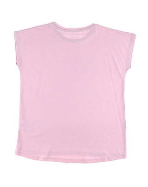 T-Shirt en Coton Nuria logo Strass rose