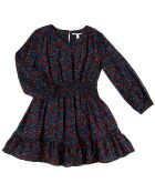 Robe fluide Petites Fleurs bleu/rouge