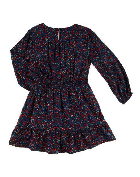 Robe fluide Petites Fleurs bleu/rouge