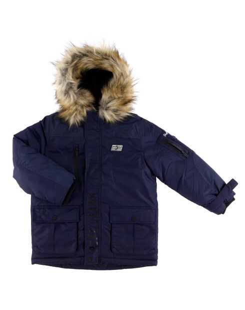 Parka à capuche fourrée 2 Poches bleu marine