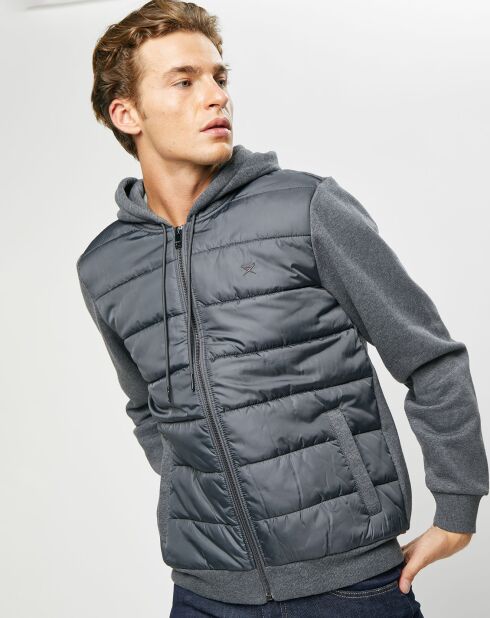 Blouson Hybride bi-matière Jersey gris