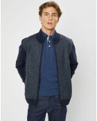 Blouson 100% Laine Tricot imprimé Prince de Galles bleu marine