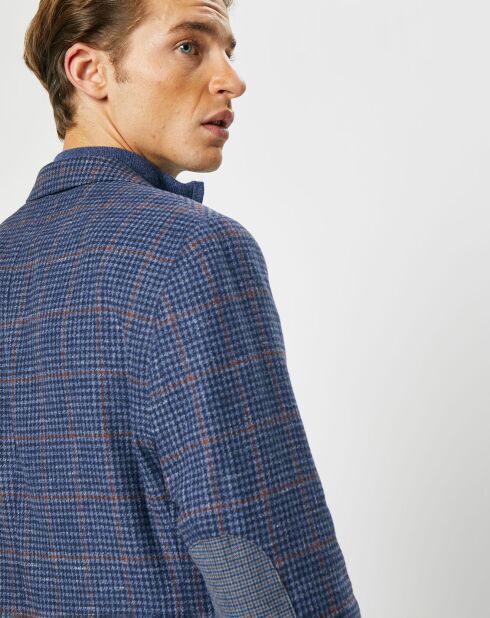 Veste en Laine mélangée Tartan imprimée bleue