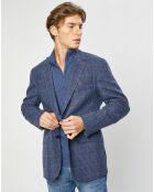 Veste en Laine mélangée Tartan imprimée bleue