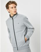 Blouson bi-matière gris clair