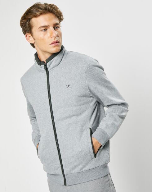 Blouson bi-matière gris clair