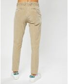 Pantalon Chino Slim en Velours côtelé beige