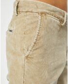 Pantalon Chino Slim en Velours côtelé beige