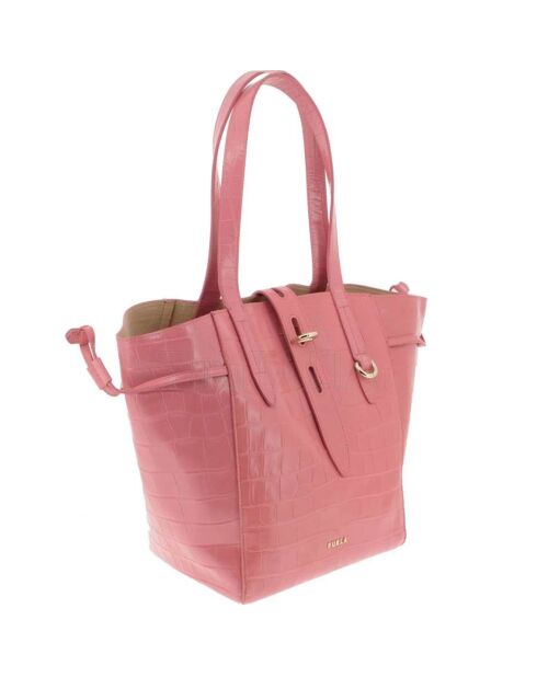 Sac porté épaule en Cuir Net Mini rose  22x28.5x16 cm