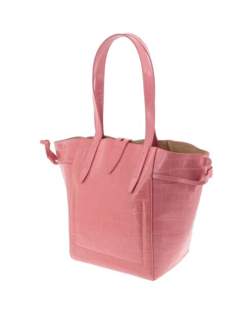 Sac porté épaule en Cuir Net Mini rose  22x28.5x16 cm