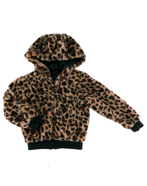 Blouson réversible intérieur fourré Léopard noir