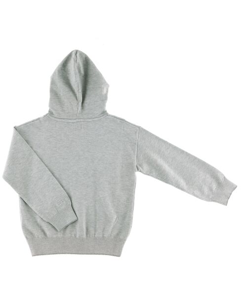 Pull à capuche en Maille mélangée lisérés irisés gris