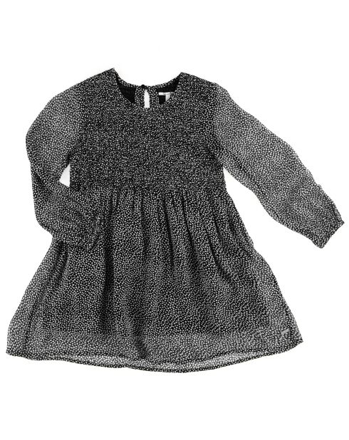 Robe fluide évasée imprimé étoiles noir/blanc