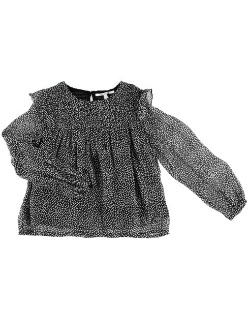 Blouse fluide imprimé étoiles noir/blanc