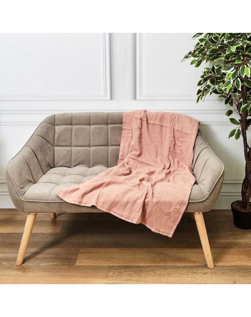 Plaid en gaze de coton rose - 120x150 cm