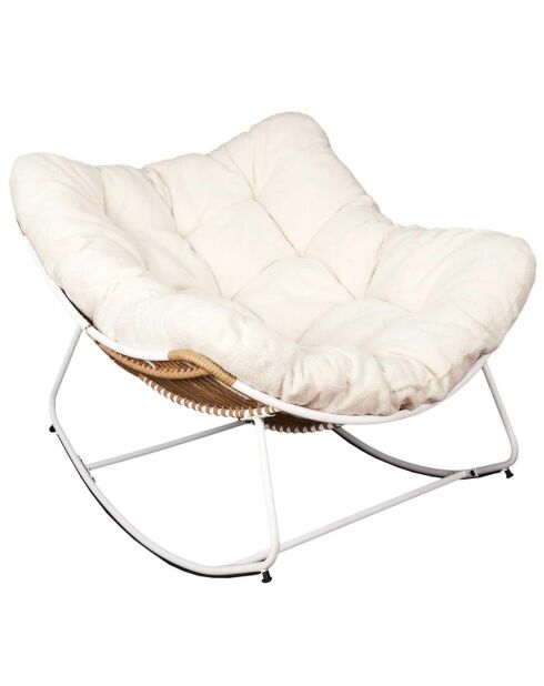 Fauteuil Bouclette Odin blanc/marron - 96x75x110 cm